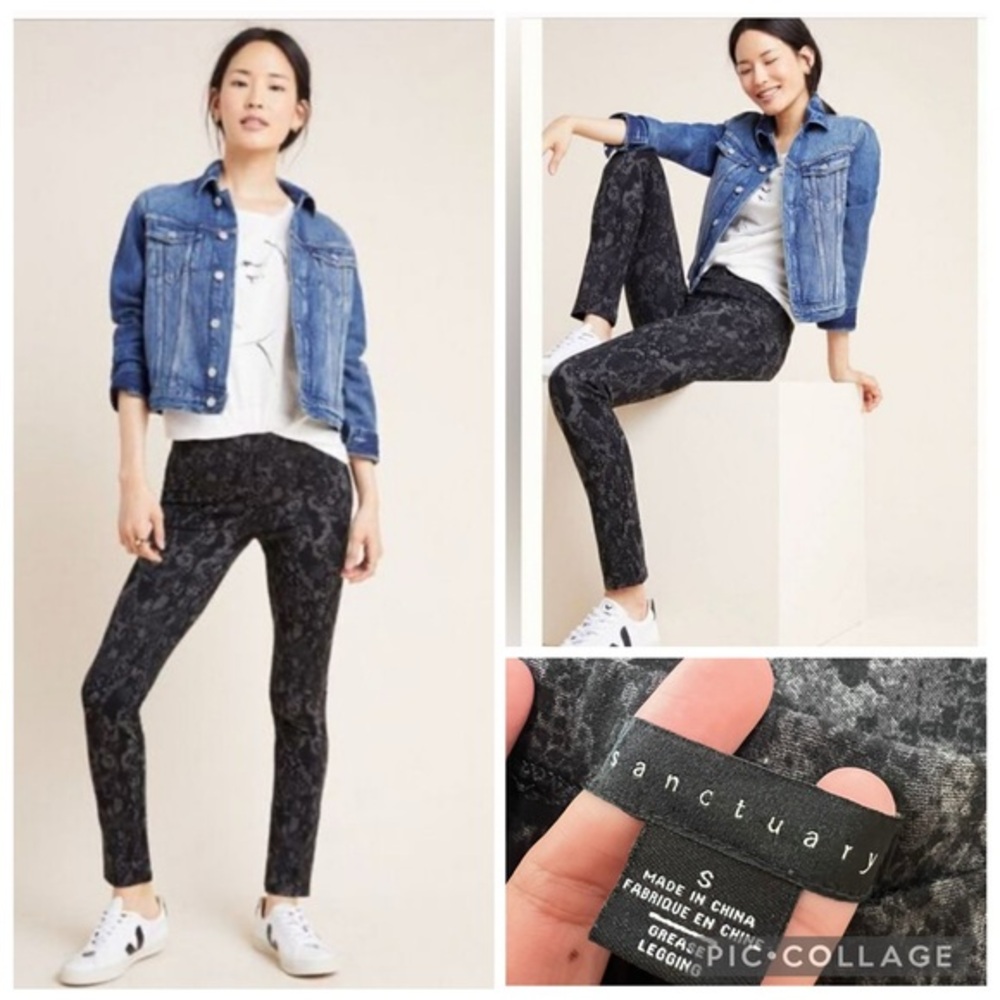 Anthropologie Sanctuary Charcoal Patterned Leggings size S
